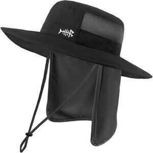 Unisex Black 100% Nylon Wide Brim Mesh Vent with Neck Flap Classic Cowboy Hat